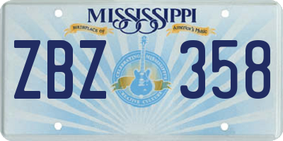 MS license plate ZBZ358