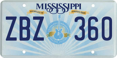 MS license plate ZBZ360