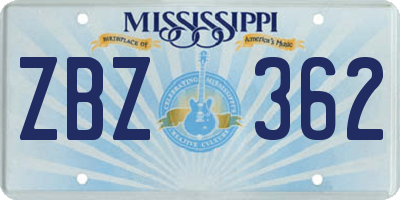 MS license plate ZBZ362