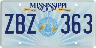 MS license plate ZBZ363