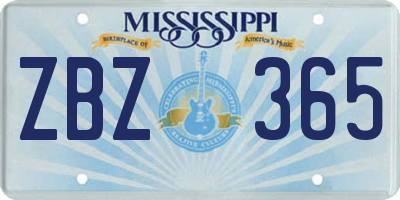 MS license plate ZBZ365