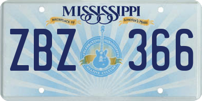 MS license plate ZBZ366
