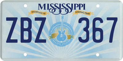 MS license plate ZBZ367
