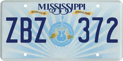 MS license plate ZBZ372