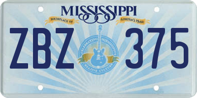 MS license plate ZBZ375