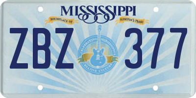 MS license plate ZBZ377