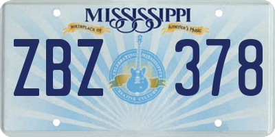 MS license plate ZBZ378
