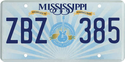 MS license plate ZBZ385