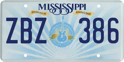 MS license plate ZBZ386