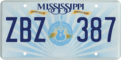 MS license plate ZBZ387