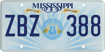 MS license plate ZBZ388
