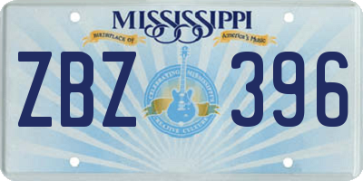 MS license plate ZBZ396