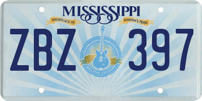 MS license plate ZBZ397