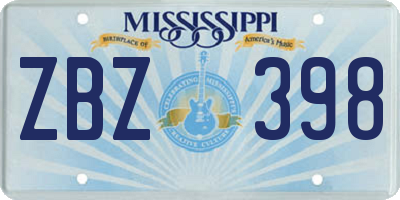 MS license plate ZBZ398