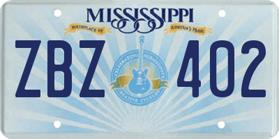 MS license plate ZBZ402