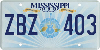 MS license plate ZBZ403