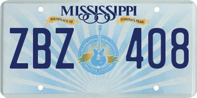 MS license plate ZBZ408