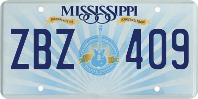 MS license plate ZBZ409