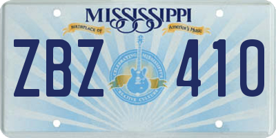 MS license plate ZBZ410