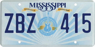 MS license plate ZBZ415