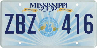 MS license plate ZBZ416