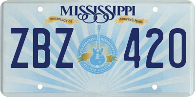 MS license plate ZBZ420