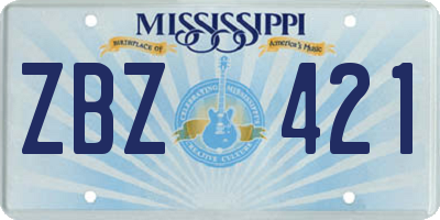 MS license plate ZBZ421