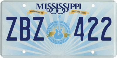 MS license plate ZBZ422