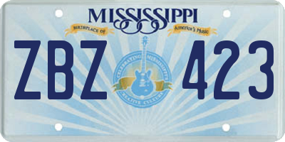 MS license plate ZBZ423