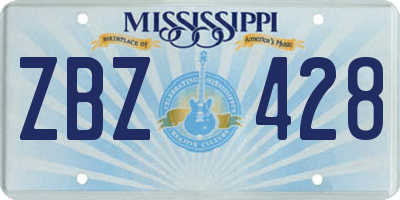 MS license plate ZBZ428