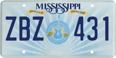 MS license plate ZBZ431