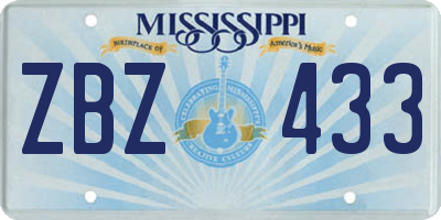 MS license plate ZBZ433