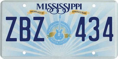 MS license plate ZBZ434