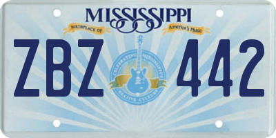 MS license plate ZBZ442