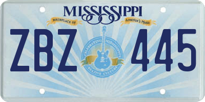 MS license plate ZBZ445