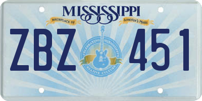 MS license plate ZBZ451