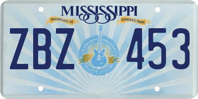 MS license plate ZBZ453