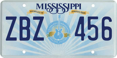 MS license plate ZBZ456