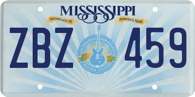 MS license plate ZBZ459