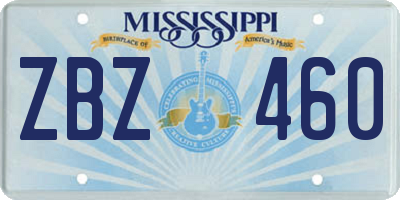 MS license plate ZBZ460