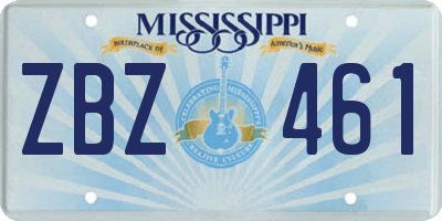 MS license plate ZBZ461