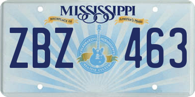 MS license plate ZBZ463