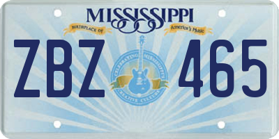 MS license plate ZBZ465