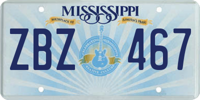 MS license plate ZBZ467