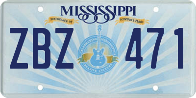MS license plate ZBZ471
