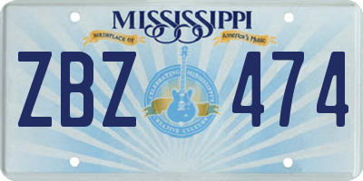 MS license plate ZBZ474
