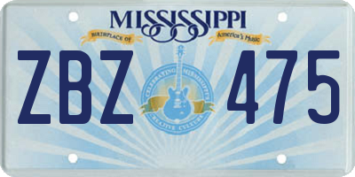 MS license plate ZBZ475