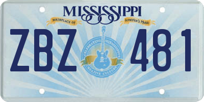 MS license plate ZBZ481