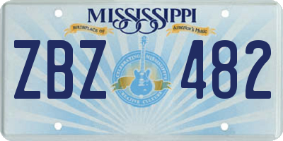 MS license plate ZBZ482