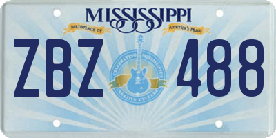 MS license plate ZBZ488